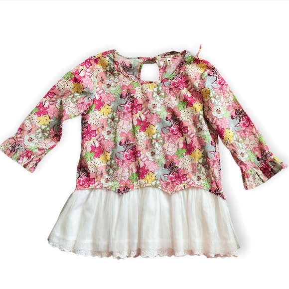 Japanese Fashion Pink Floral Tulle Mesh Blouse - Picture 4 of 7